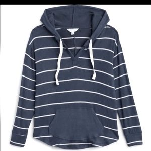 NWT Market & Spruce Hoodie Long Sleeve Kallon Colorblock Brushed Knit Top Navy-L